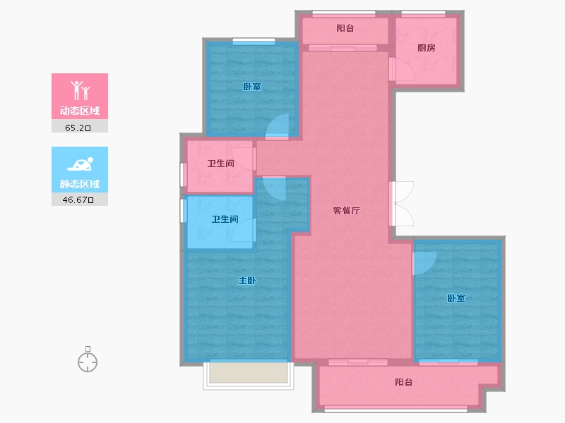 安徽省-蚌埠市-绿城·固镇玉园-100.80-户型库-动静分区