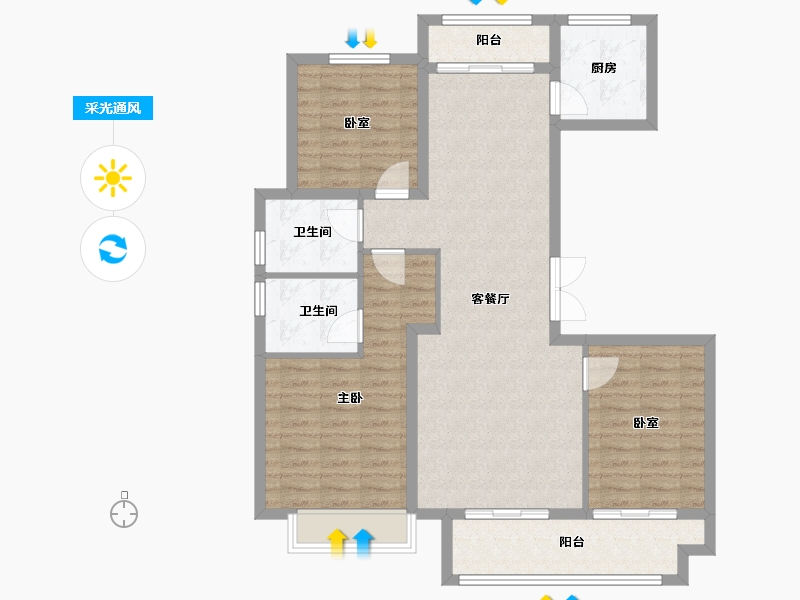 安徽省-蚌埠市-绿城·固镇玉园-100.80-户型库-采光通风