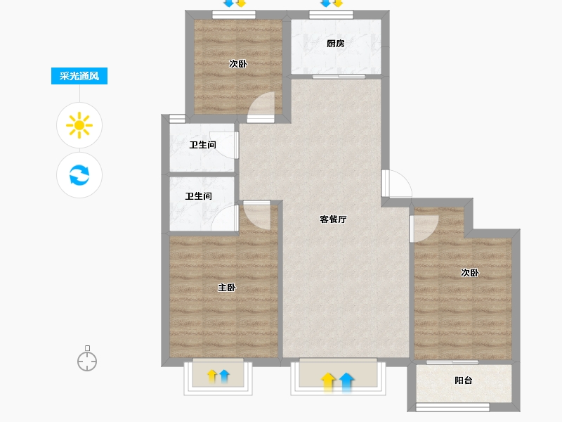 河北省-沧州市-天成鸿园-73.26-户型库-采光通风