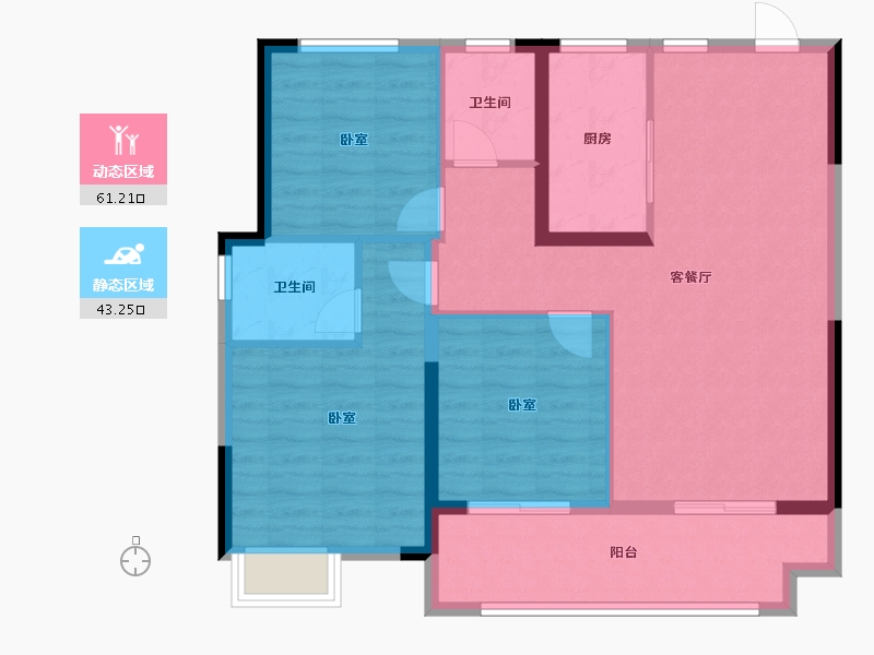 安徽省-蚌埠市-安建·汉城源筑-94.40-户型库-动静分区