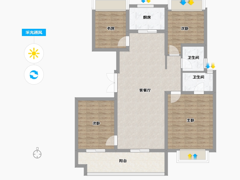 陕西省-汉中市-陕建·汉悦府-101.60-户型库-采光通风