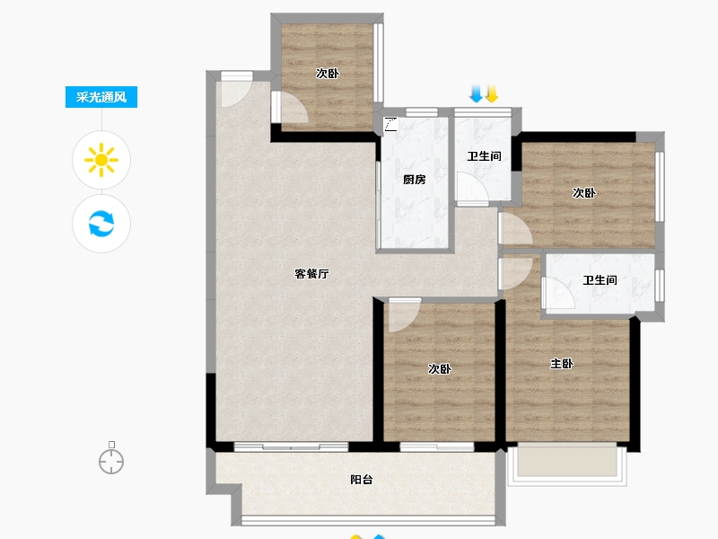 广东省-湛江市-钰海豪庭-94.68-户型库-采光通风