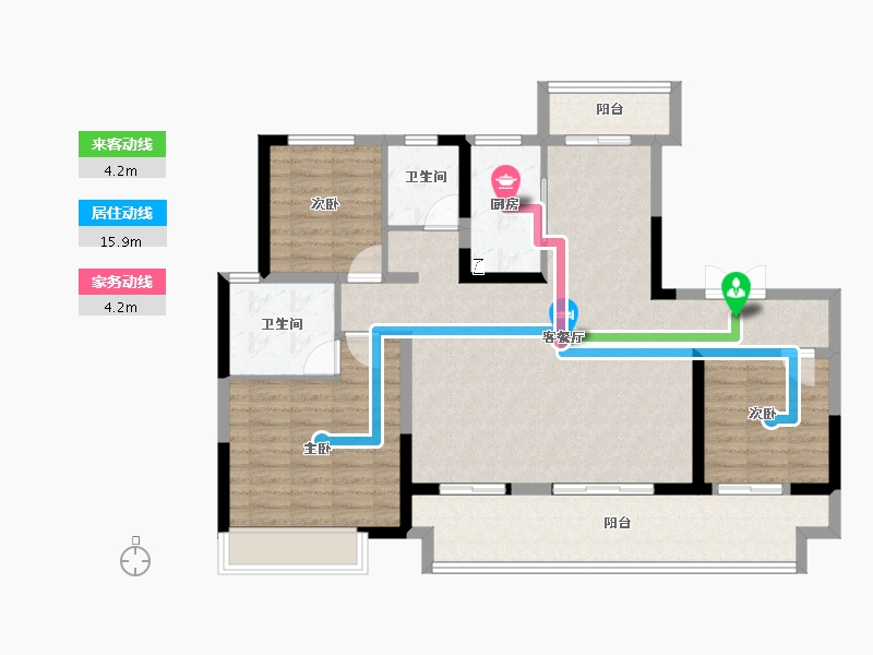 河南省-商丘市-虞城建业·新筑-107.76-户型库-动静线