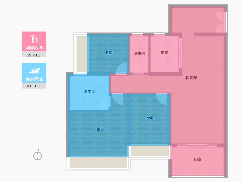 广东省-湛江市-民大蓝海峰境-90.41-户型库-动静分区