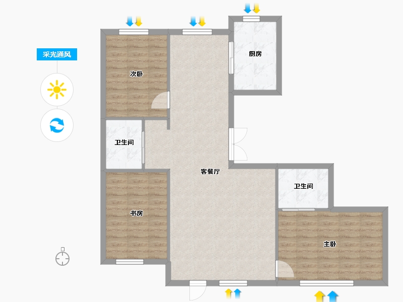 吉林省-松原市-晟兴东方赛纳-97.72-户型库-采光通风