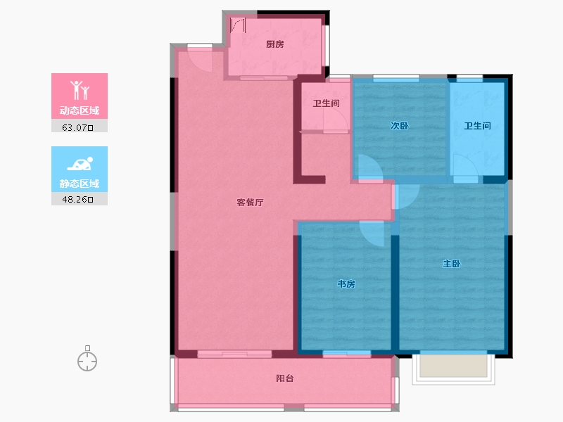 河南省-新乡市-宇信凯旋公馆-100.00-户型库-动静分区