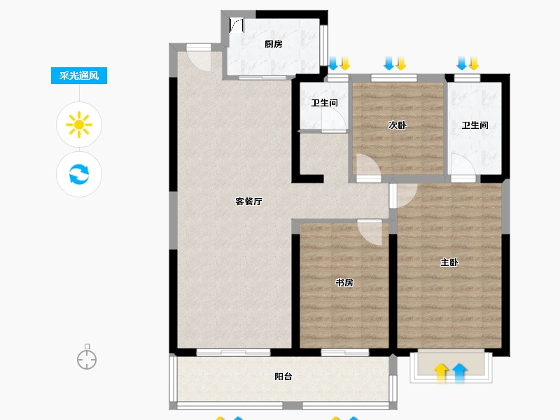 河南省-新乡市-宇信凯旋公馆-100.00-户型库-采光通风