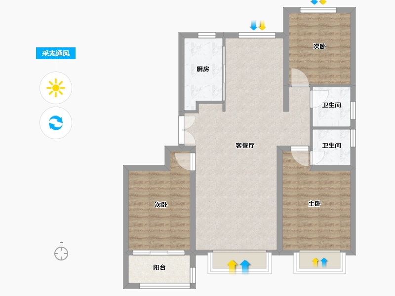 河北省-沧州市-玉玺台一期-90.00-户型库-采光通风