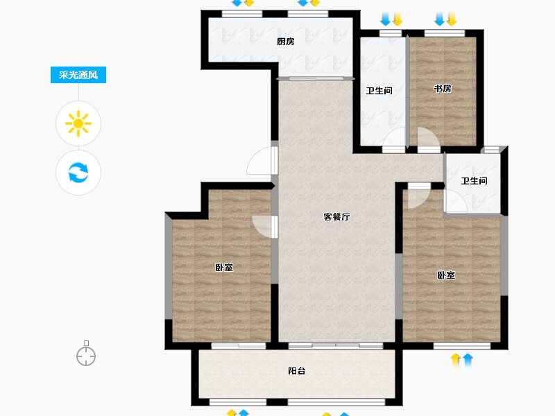 山东省-威海市-成山海景阁-112.06-户型库-采光通风