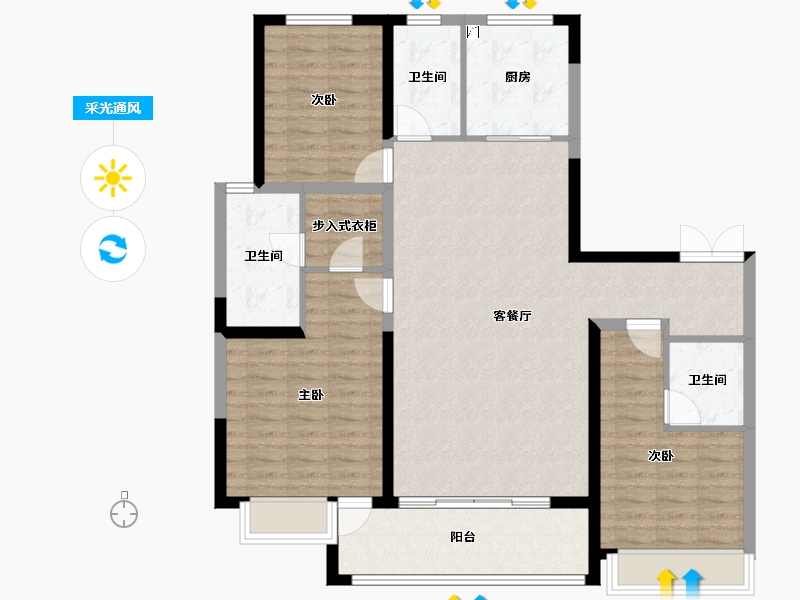 山东省-淄博市-天煜九峯-114.80-户型库-采光通风