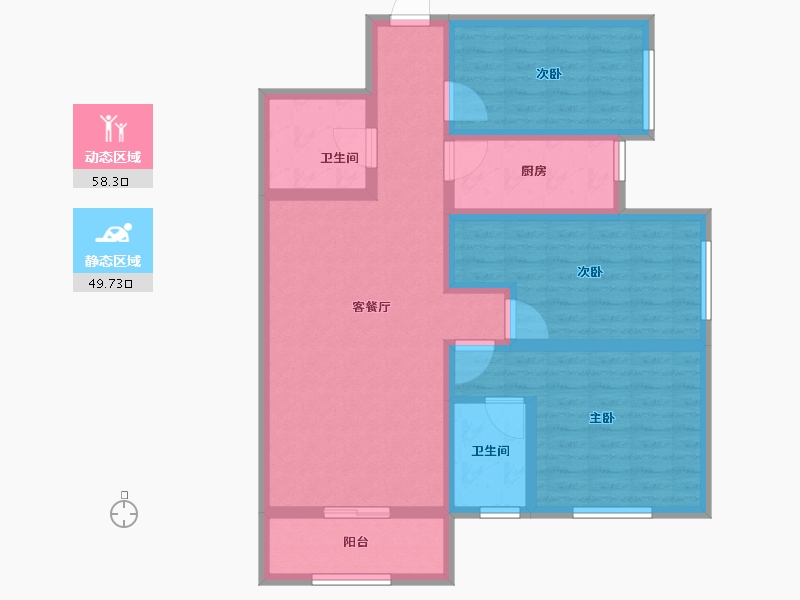 陕西省-宝鸡市-盛世华庄-95.34-户型库-动静分区