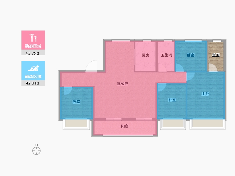 河北省-保定市-碧桂园·玺越-100.41-户型库-动静分区