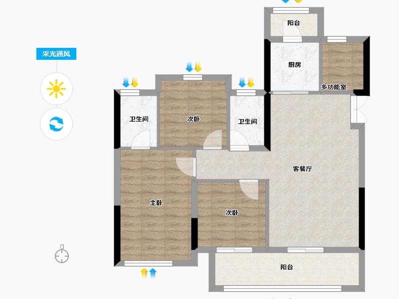 四川省-广安市-和喜·江山美墅-80.79-户型库-采光通风