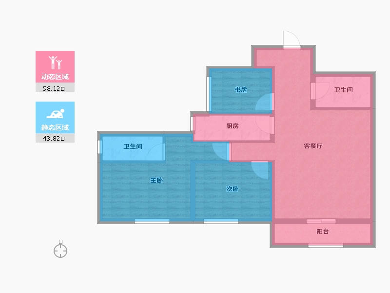 陕西省-宝鸡市-盛世华庄-91.23-户型库-动静分区