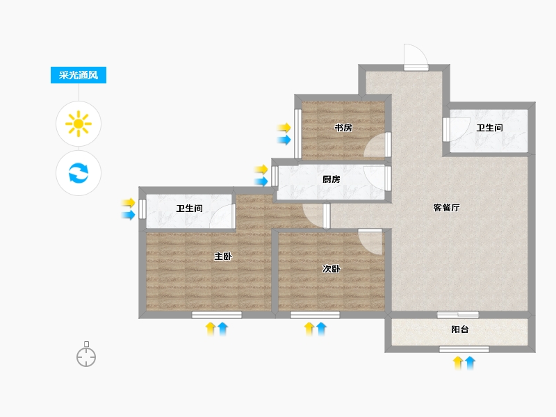 陕西省-宝鸡市-盛世华庄-91.23-户型库-采光通风