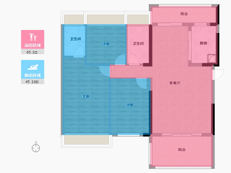 湖北省-荆州市-楚天·云锦苑-99.46-户型库-动静分区