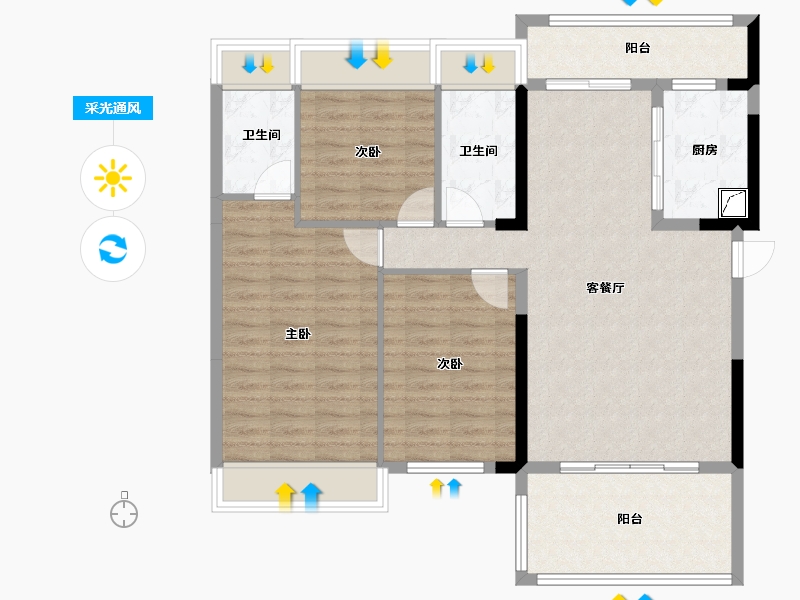 湖北省-荆州市-楚天·云锦苑-99.46-户型库-采光通风