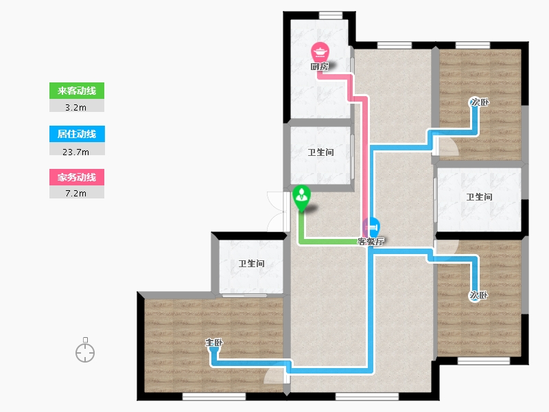 吉林省-松原市-晟兴东方赛纳-103.80-户型库-动静线