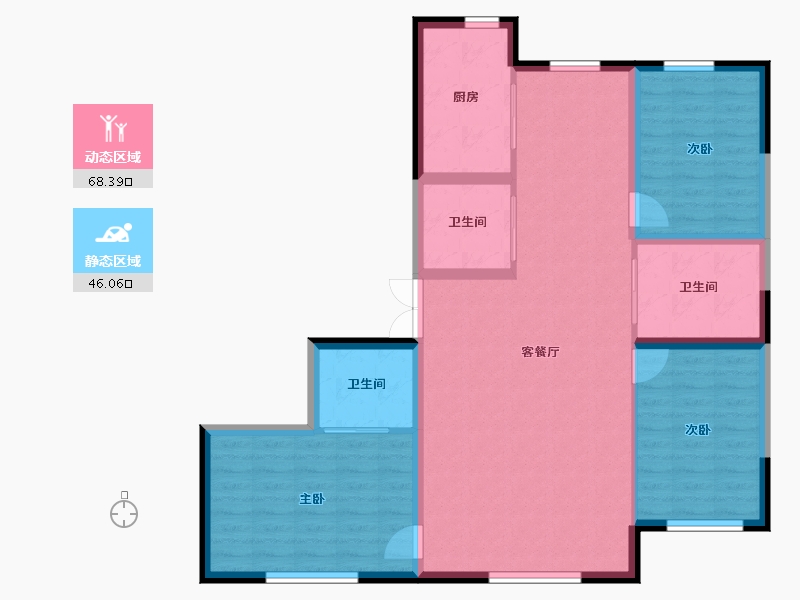 吉林省-松原市-晟兴东方赛纳-103.80-户型库-动静分区