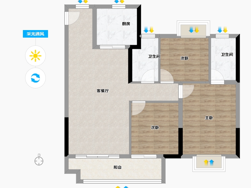 江西省-赣州市-保利·堂悦-88.00-户型库-采光通风