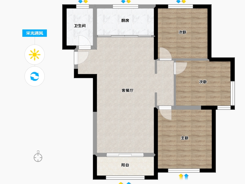 宁夏回族自治区-银川市-中海城-85.60-户型库-采光通风