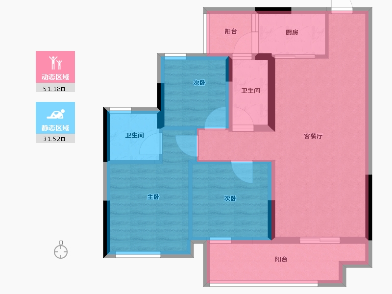 四川省-广安市-和喜·江山美墅-72.82-户型库-动静分区