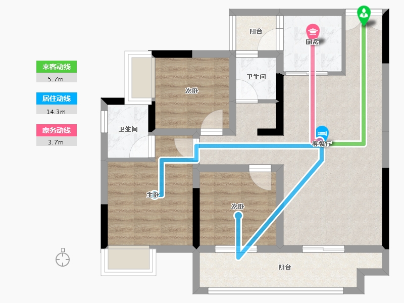 四川省-广安市-龙洲·翡翠湾-75.07-户型库-动静线