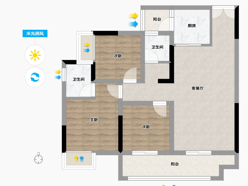 四川省-广安市-龙洲·翡翠湾-75.07-户型库-采光通风