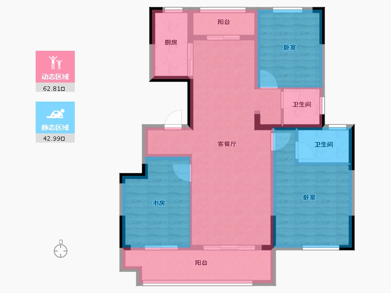 安徽省-蚌埠市-祥源·祥和府-94.40-户型库-动静分区