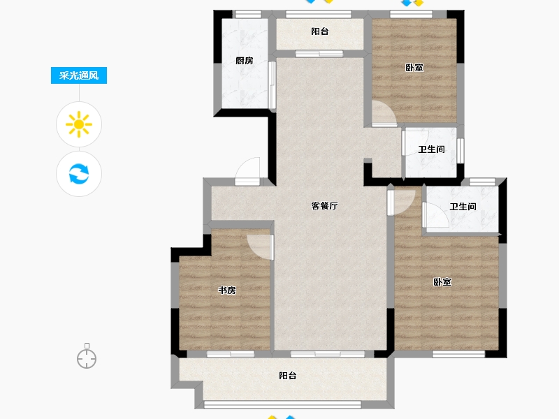 安徽省-蚌埠市-祥源·祥和府-94.40-户型库-采光通风