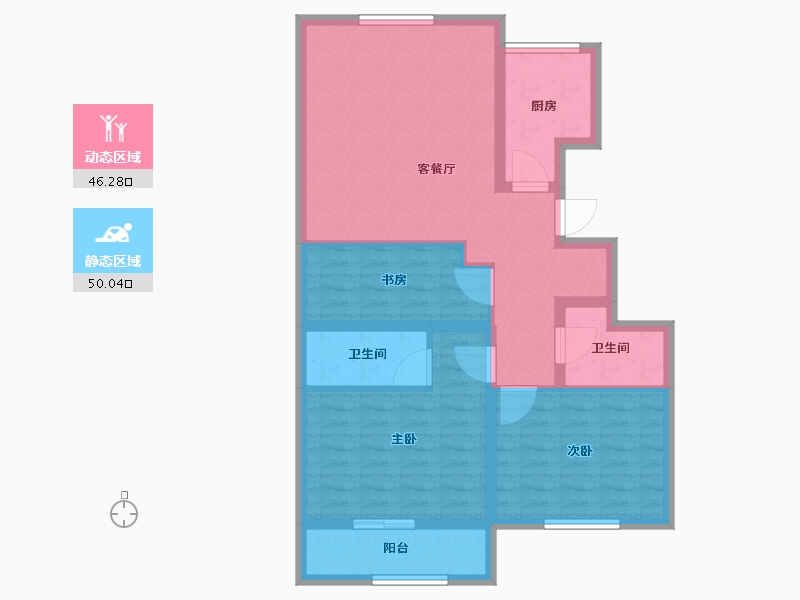 陕西省-宝鸡市-盛世华庄-85.62-户型库-动静分区