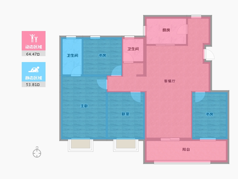 湖北省-黄石市-华嘉日月星辰-107.04-户型库-动静分区