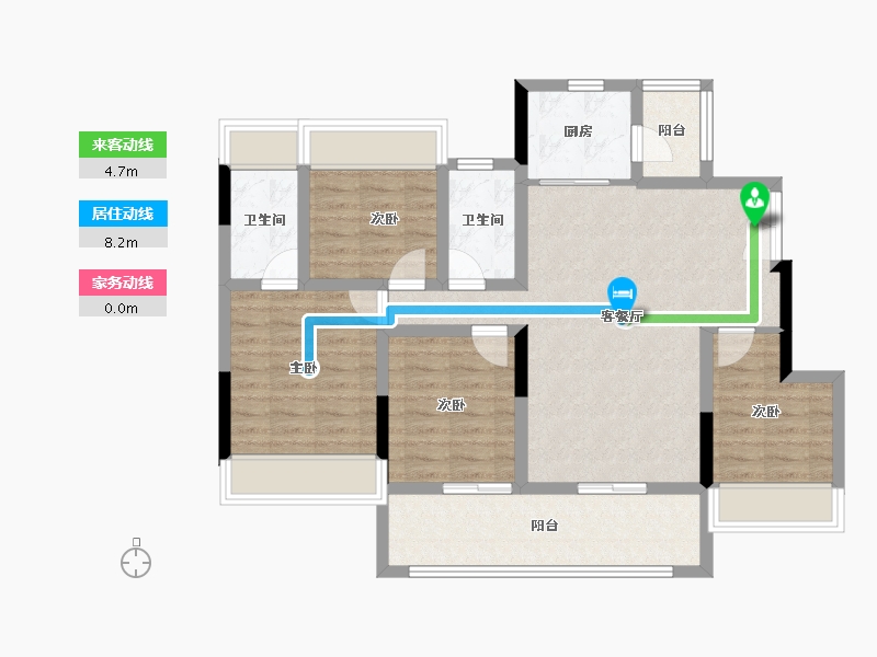 四川省-广安市-龙洲·翡翠湾-91.43-户型库-动静线