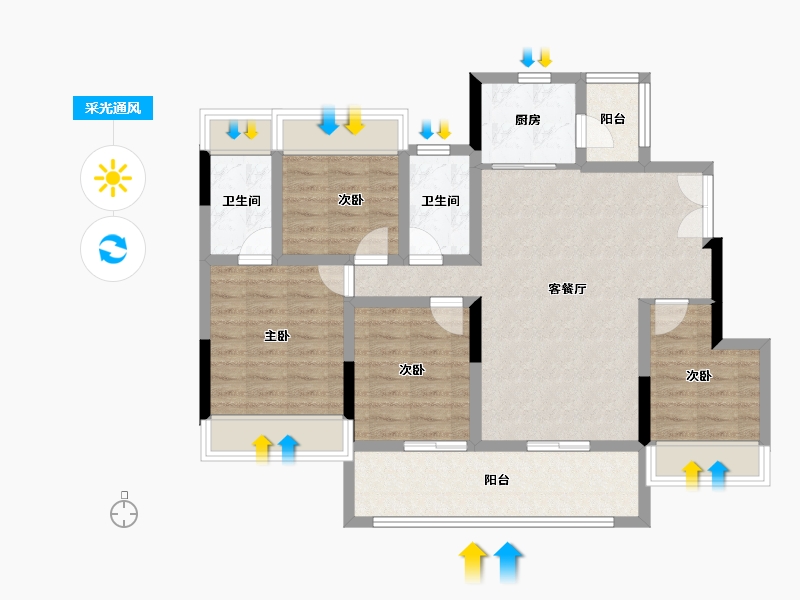 四川省-广安市-龙洲·翡翠湾-91.43-户型库-采光通风