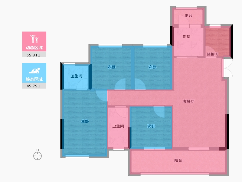 四川省-广安市-和喜·江山美墅-94.41-户型库-动静分区