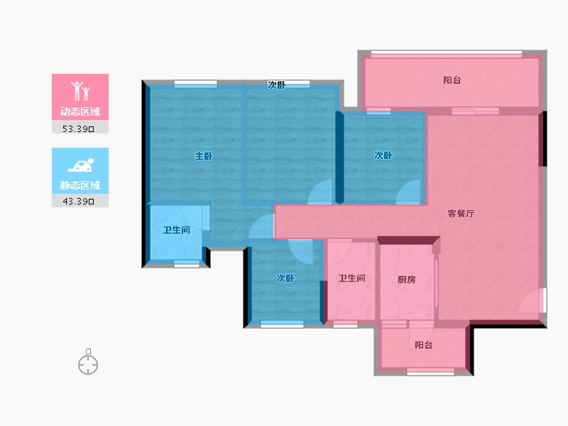 四川省-广安市-和喜·江山美墅-85.84-户型库-动静分区