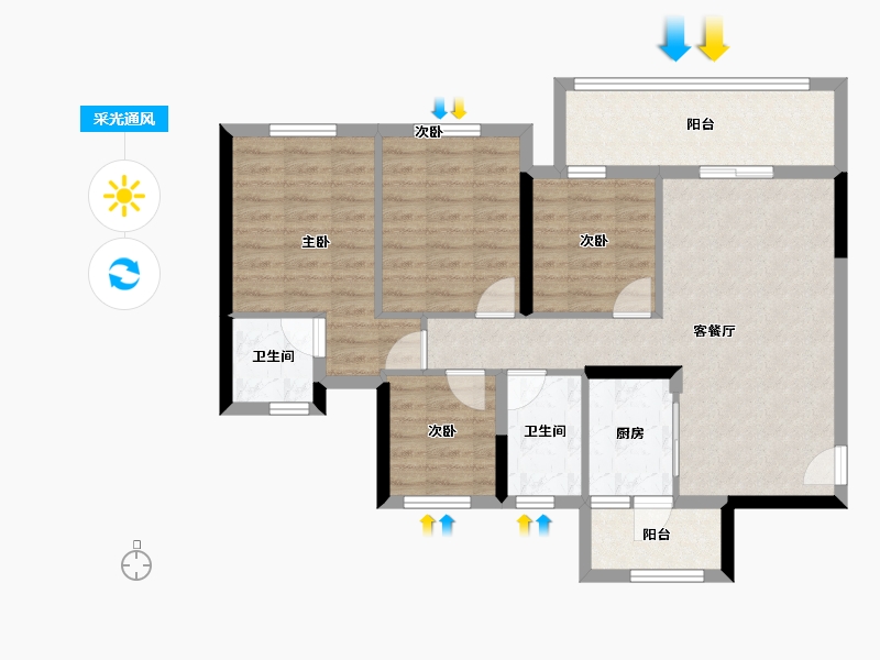 四川省-广安市-和喜·江山美墅-85.84-户型库-采光通风