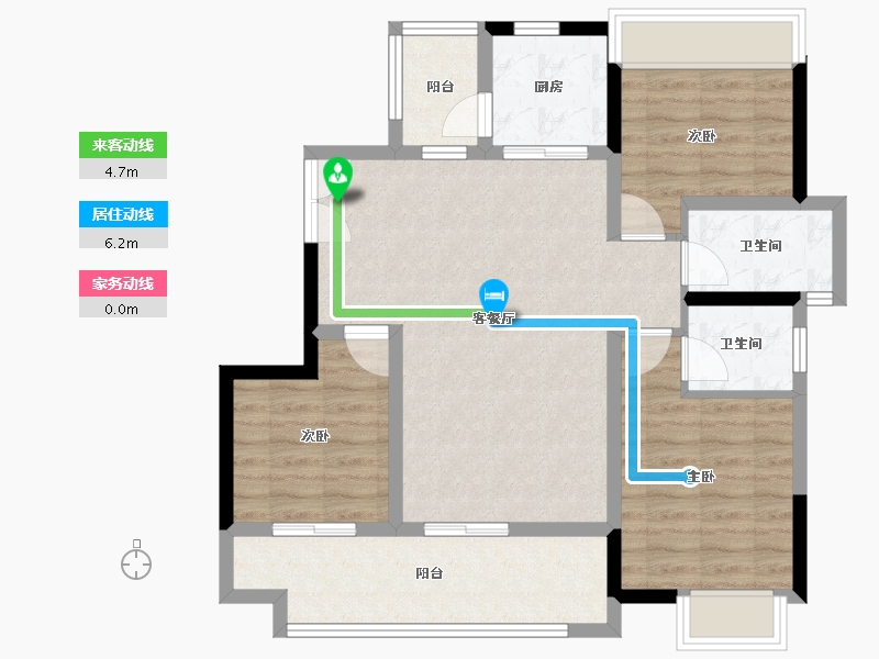 四川省-广安市-龙洲·翡翠湾-82.67-户型库-动静线