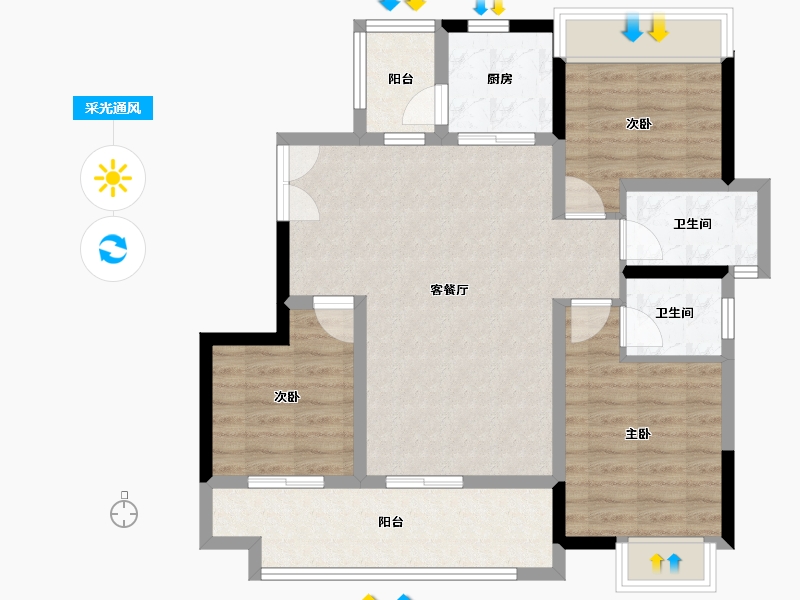 四川省-广安市-龙洲·翡翠湾-82.67-户型库-采光通风