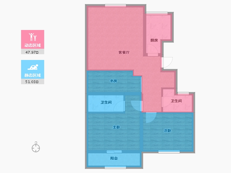 陕西省-宝鸡市-盛世华庄-88.40-户型库-动静分区