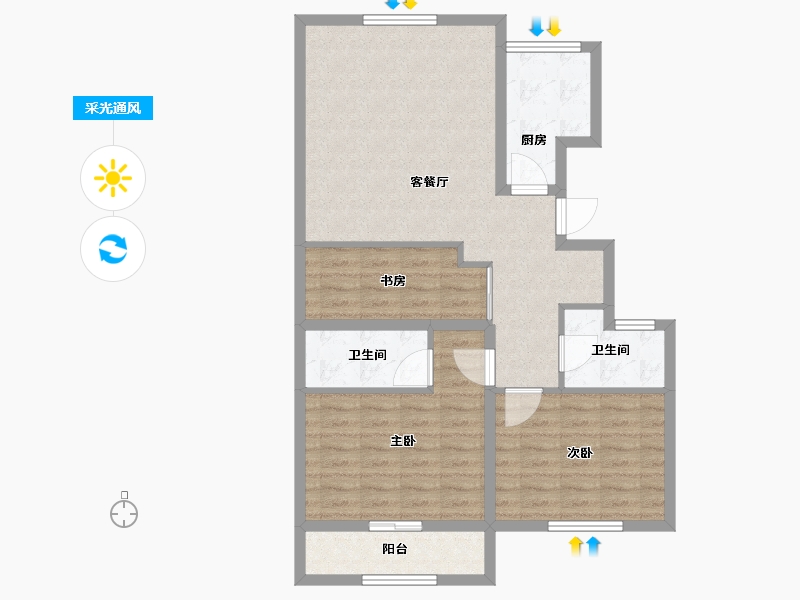 陕西省-宝鸡市-盛世华庄-88.40-户型库-采光通风