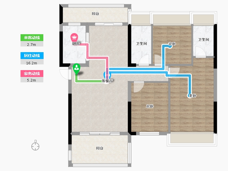 湖北省-荆州市-楚天·云锦苑-100.98-户型库-动静线