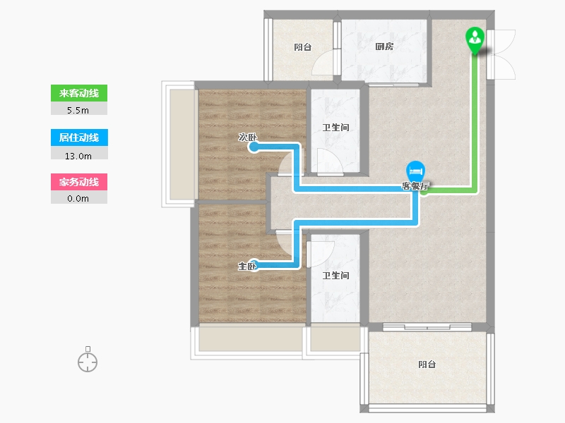 广东省-湛江市-广弘天誉澜湾-76.60-户型库-动静线