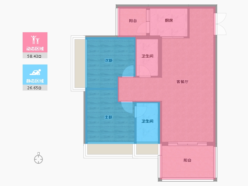 广东省-湛江市-广弘天誉澜湾-76.60-户型库-动静分区