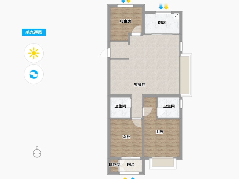 山西省-太原市-保利和光尘樾-98.00-户型库-采光通风