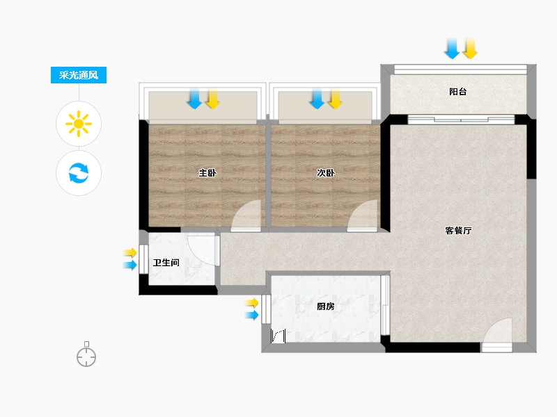 广东省-汕头市-上坤中梁檀悦府-54.42-户型库-采光通风