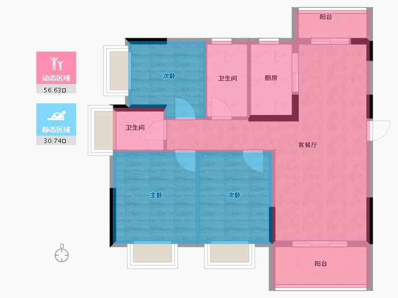 海南省-海口市-汇元文澜世家-78.19-户型库-动静分区