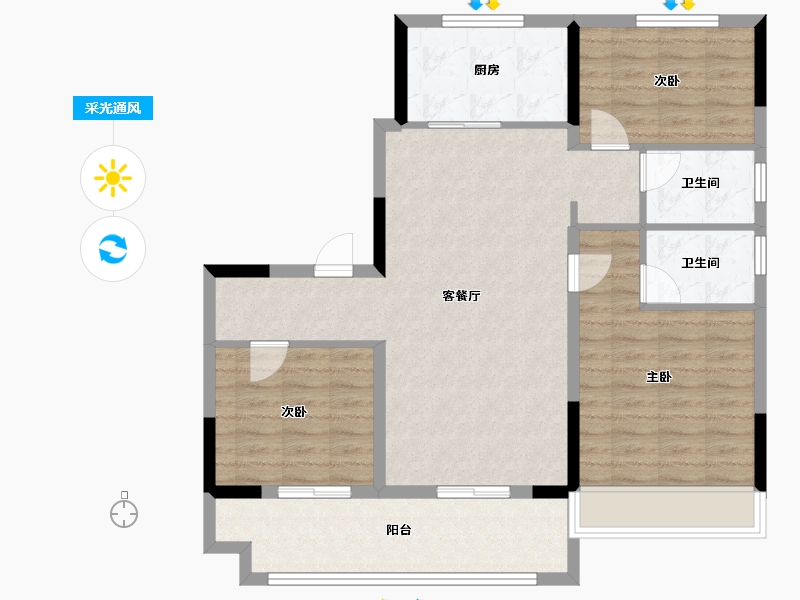 陕西省-汉中市-碧桂园学府世家-93.65-户型库-采光通风