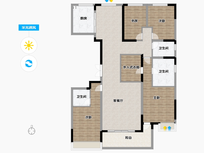 山东省-淄博市-天煜九峯-168.70-户型库-采光通风