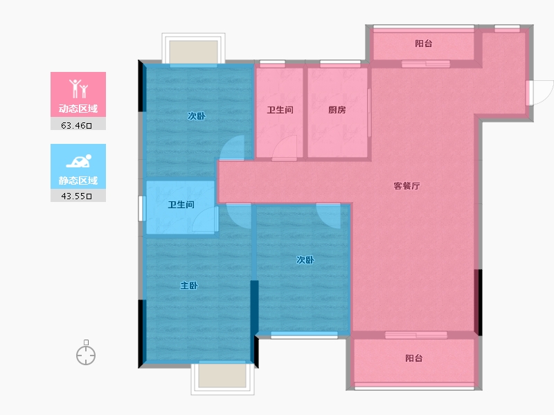 湖北省-随州市-公园三号-96.99-户型库-动静分区